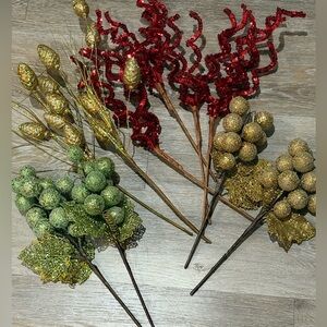 Large Bundle of 10. Festive Glittery Holiday Stems.